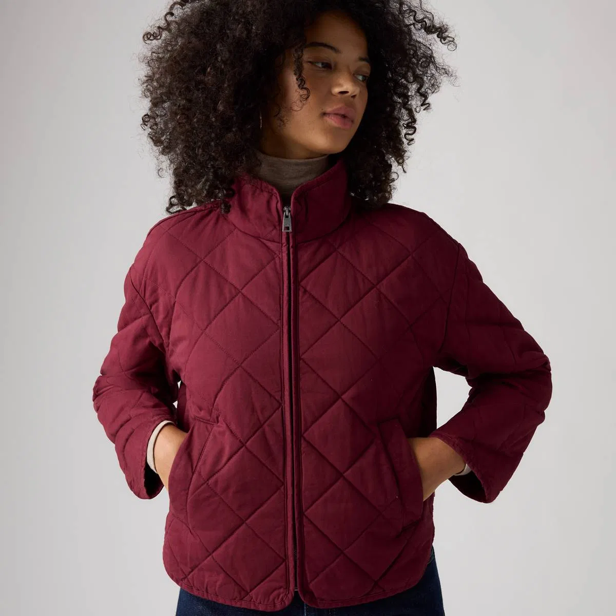 Хлопковая куртка с ромбовидной стежкой Levi's, Red - Red — фото 2