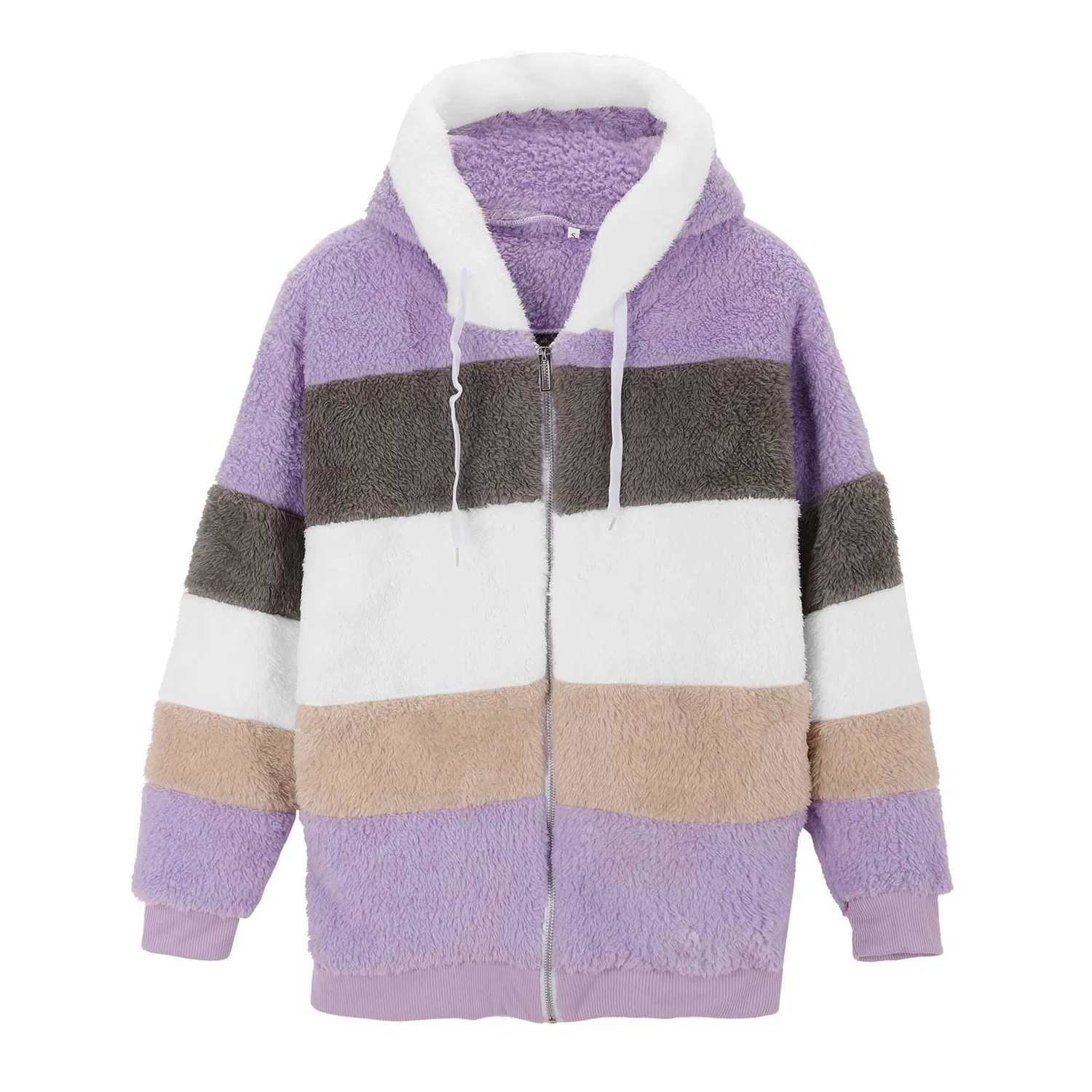 Женская длинная флисовая куртка с капюшоном Oversize Hooded Jacket, lilac — фото 4