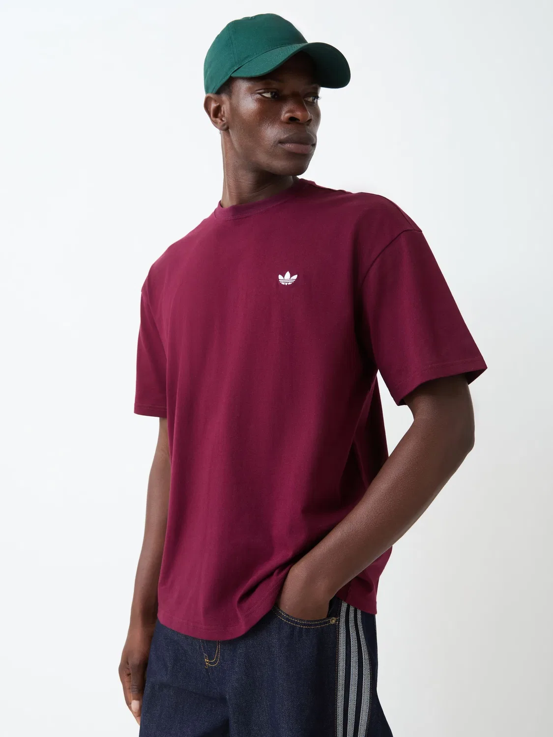 Футболка, свободная, Trefoil Essentials, adidas Originals, бордовый