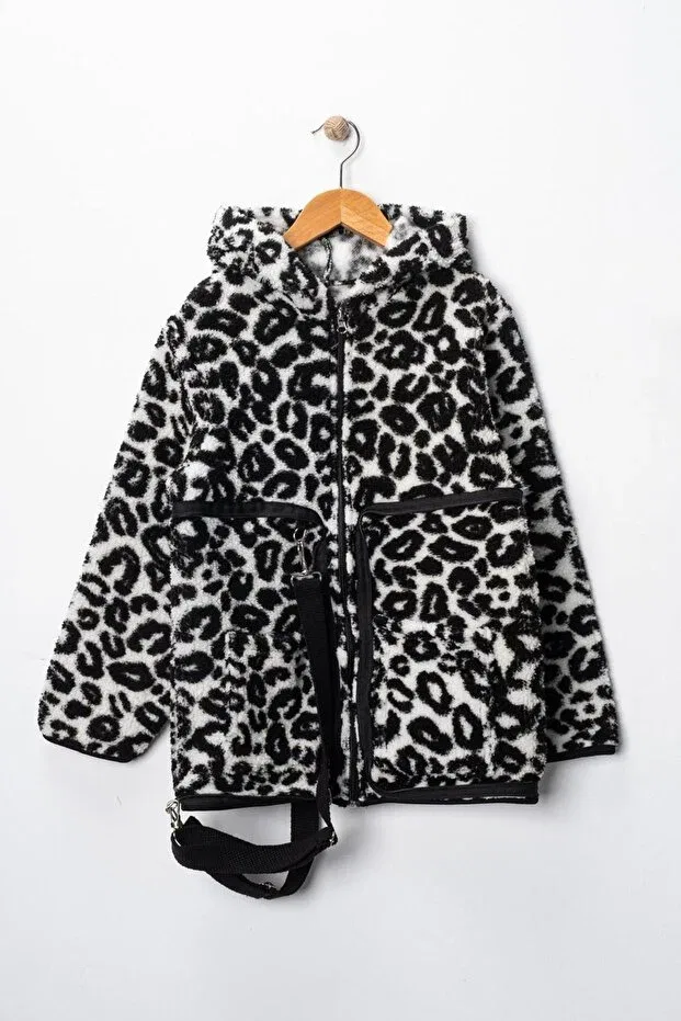 Детское пальто для девочек с капюшоном Minigimin Cicileri, Black - White