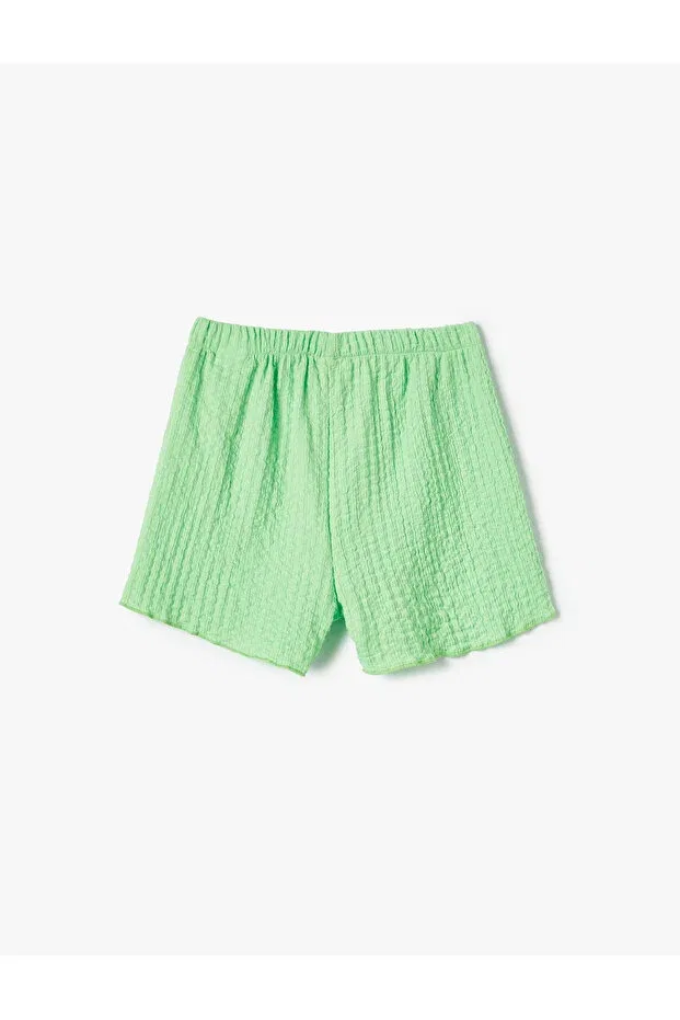 Детские шорты для девочек с эластичным поясом Bürümcük mini shorts with elastic waist Koton, Green — фото 2