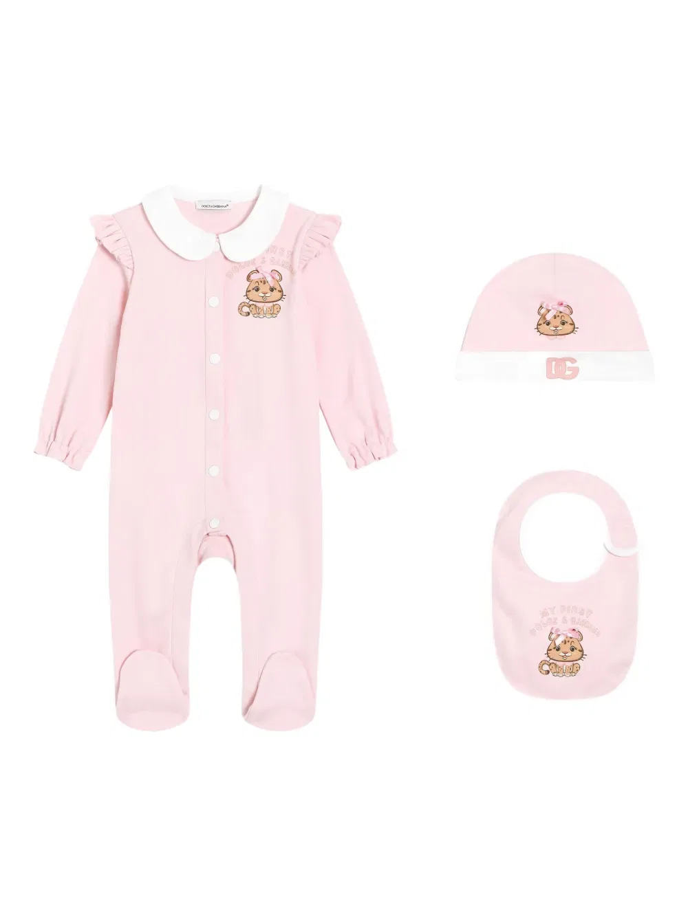 Детская одежда с оборками (комплект из трех предметов) Dolce & Gabbana Kids, розовый