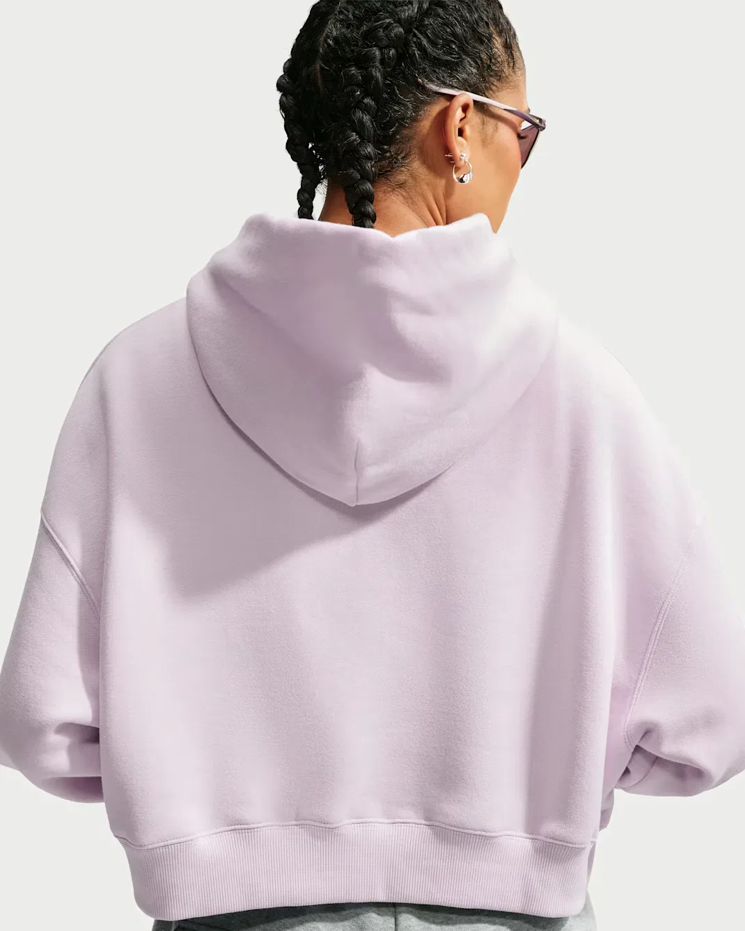 Женская укороченная толстовка оверсайз на молнии Nike Studio Fleece Medium Weight, Bleached Lilac/Sail — фото 2