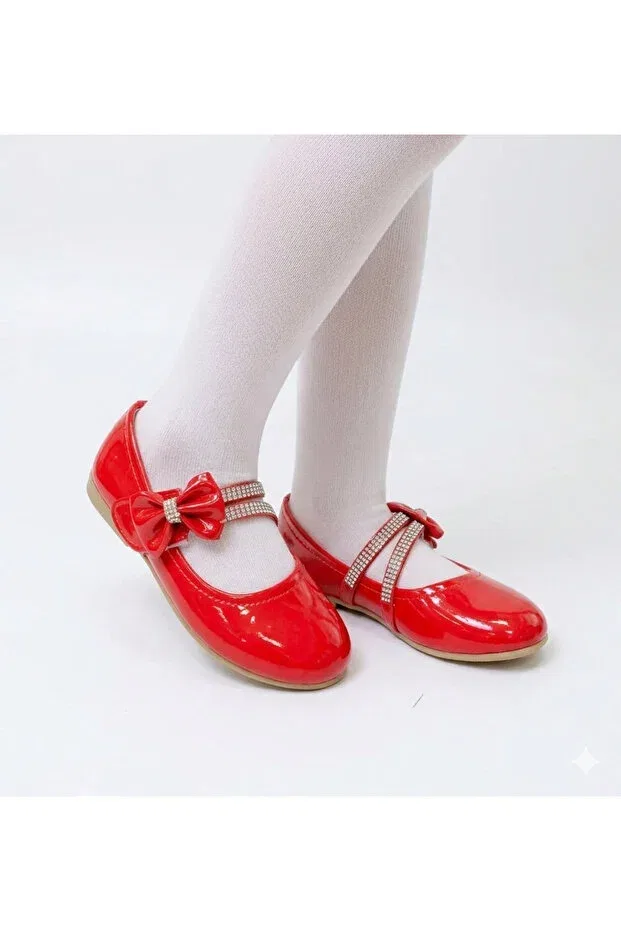Детские балетки для девочек с бантом Patik Bebe, Red