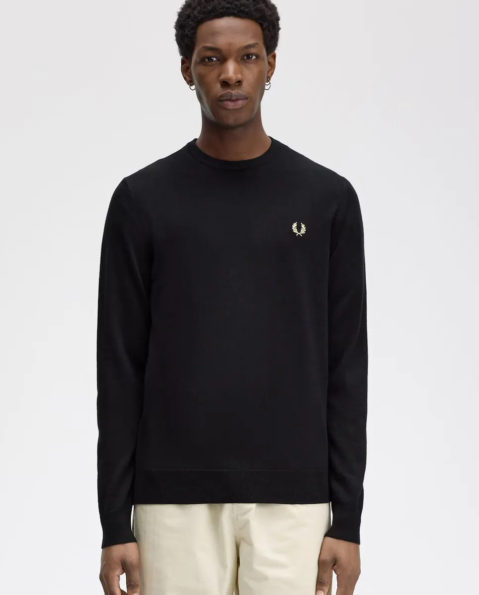 

Классический мужской свитер с круглым вырезом Fred Perry, чёрный