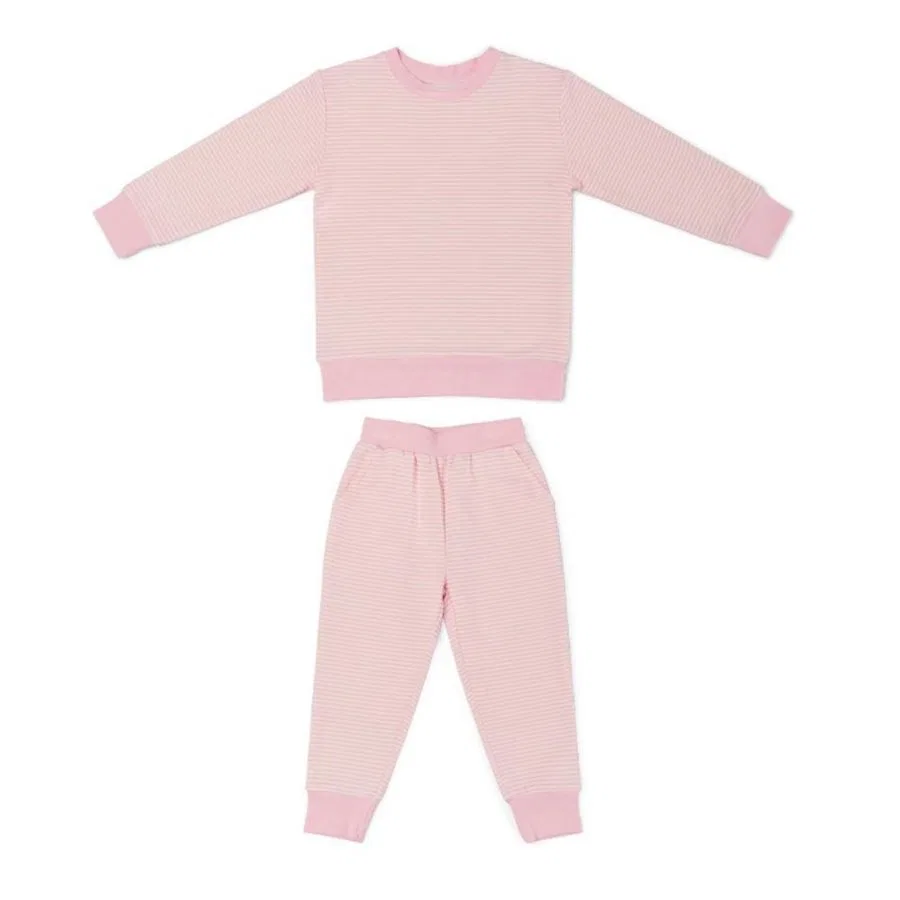 Комплект пижамы Bamboo Sweatsuit Peony Stripe Motette, Soft Pink And White Stripes