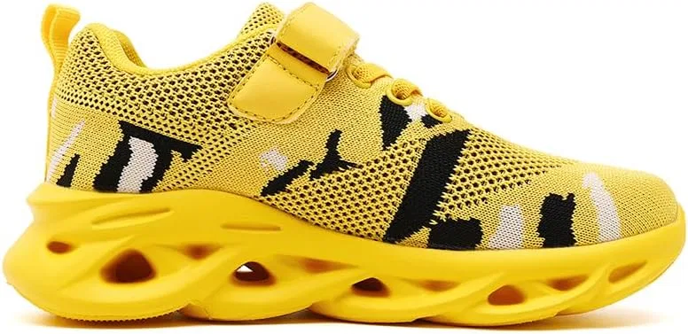 Детские кроссовки для мальчиков с камуфляжным принтом GLYGML, Yellow-Camo — фото 3