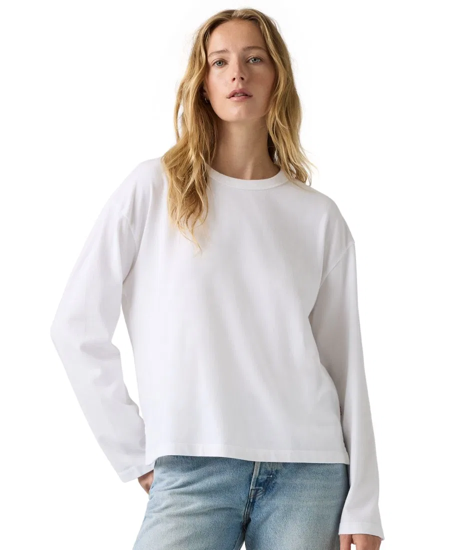 Женская футболка с длинным рукавом, хлопковая Levi's, Bright White