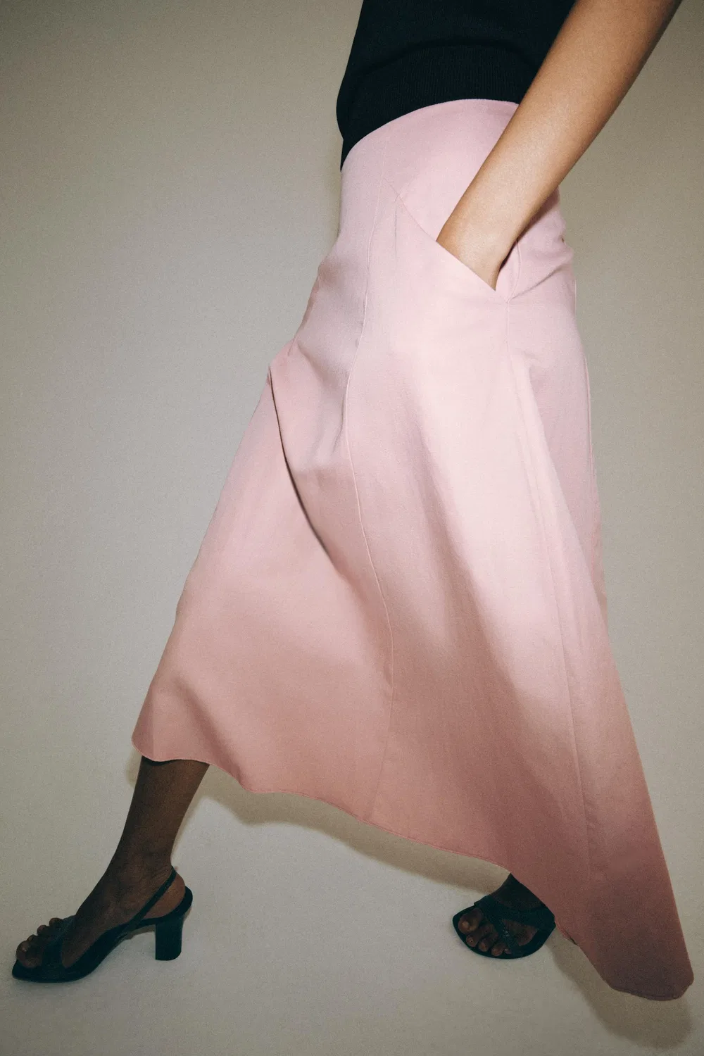 Струящаяся юбка миди из коллекции ZW ZARA, Pink — фото 2