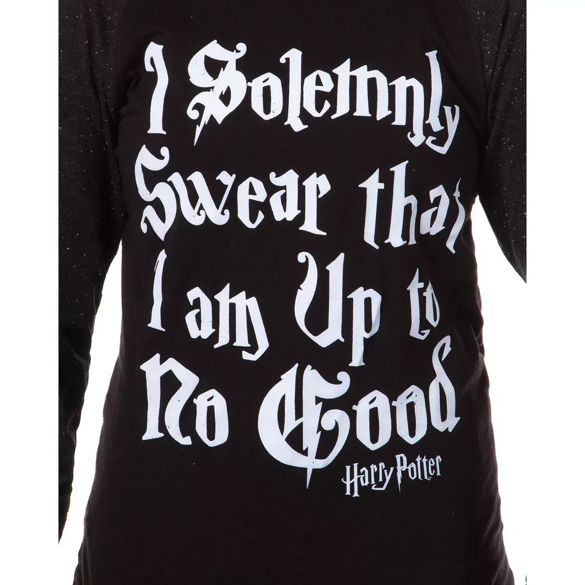 Детская футболка с длинным рукавом реглан I Solemnly Swear Glow In The Dark Harry Potter, Black — фото 2