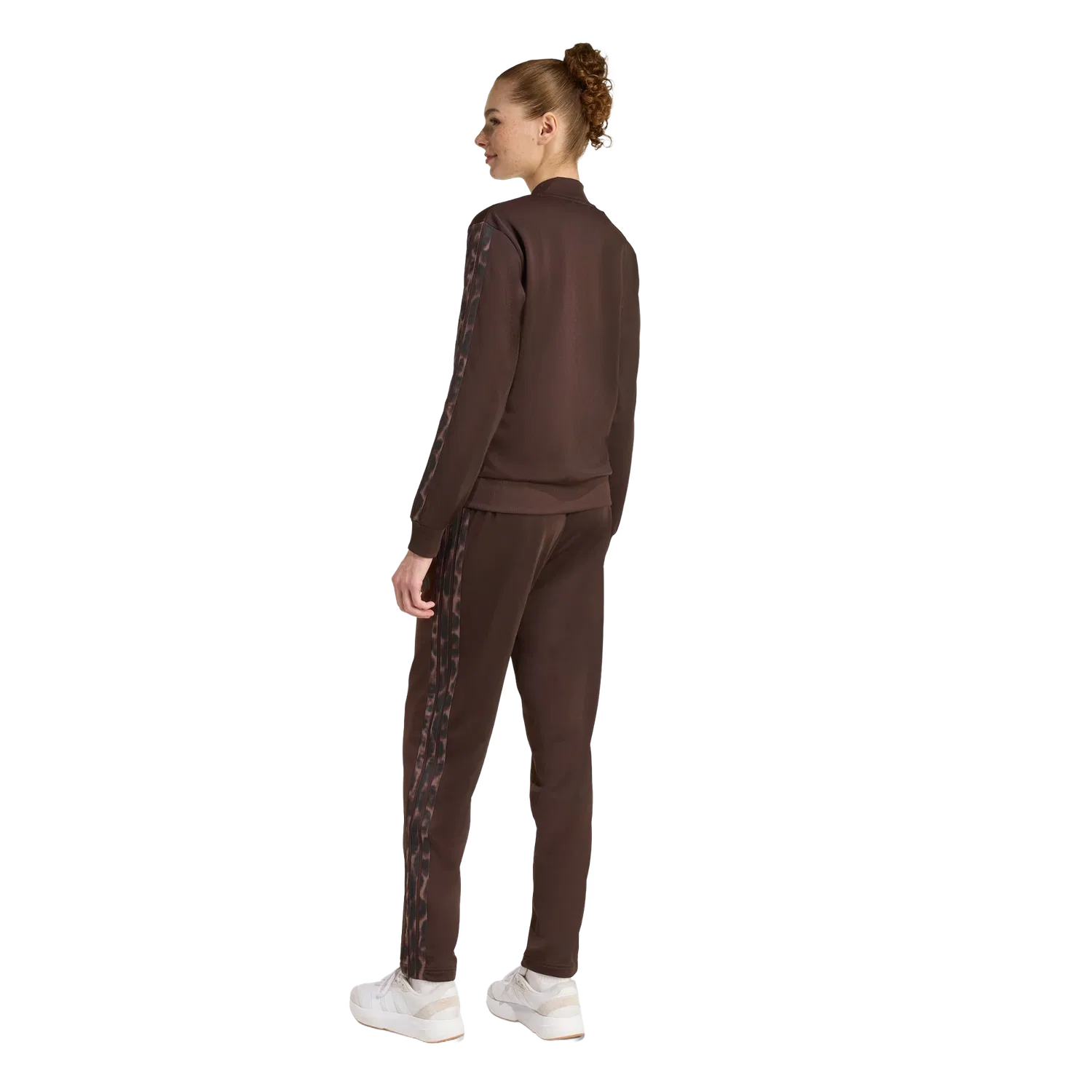 Женский спортивный костюм с леопардовым принтом Adidas, коричневый — фото 3