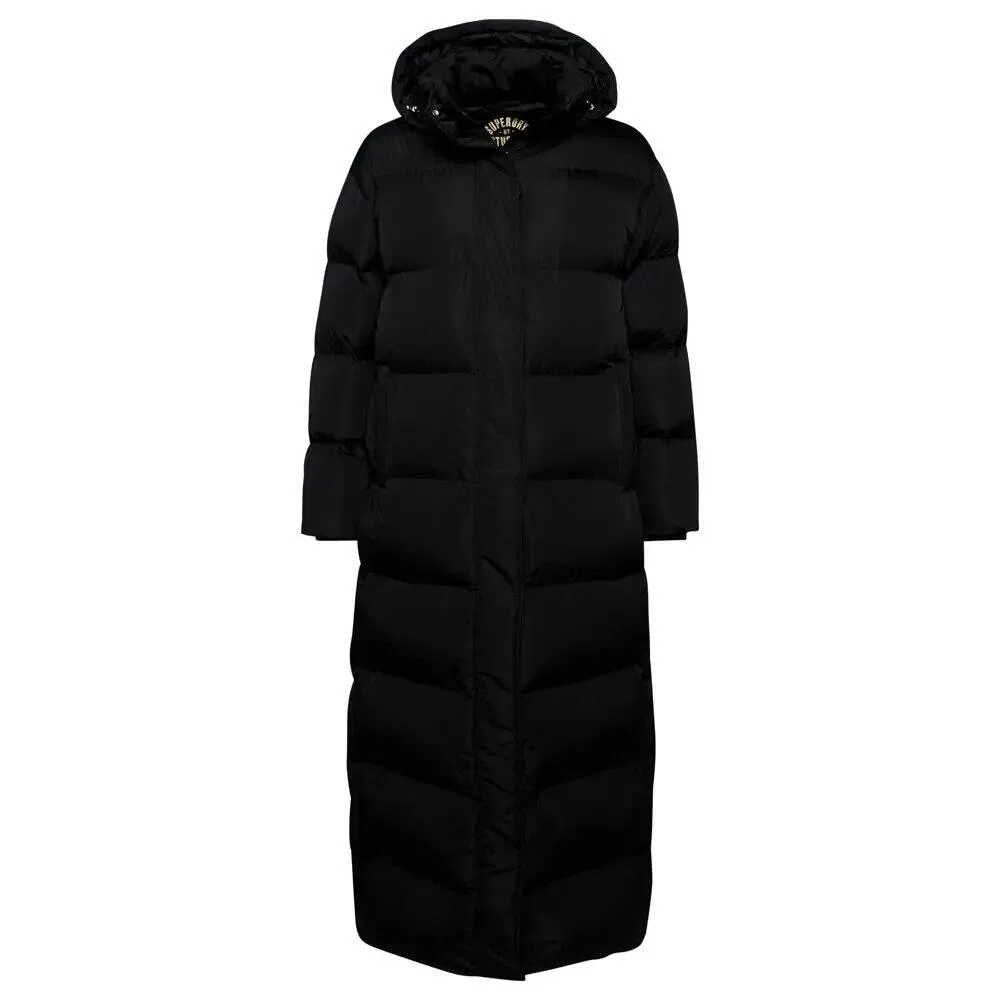 Женская длинная куртка из пуха с капюшоном Superdry, Schwarz