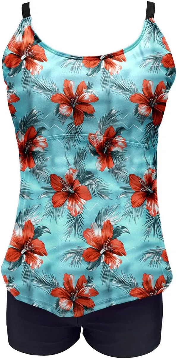 Женский танкини-комплект с тропическим принтом, Slim Fitted, Multicolor — фото 3