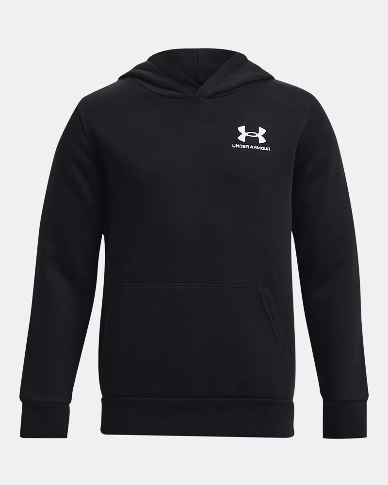Худи на мальчика из ультрамягкого флиса с карманом-кенгуру UA Icon Fleece UnderArmour, Black/White