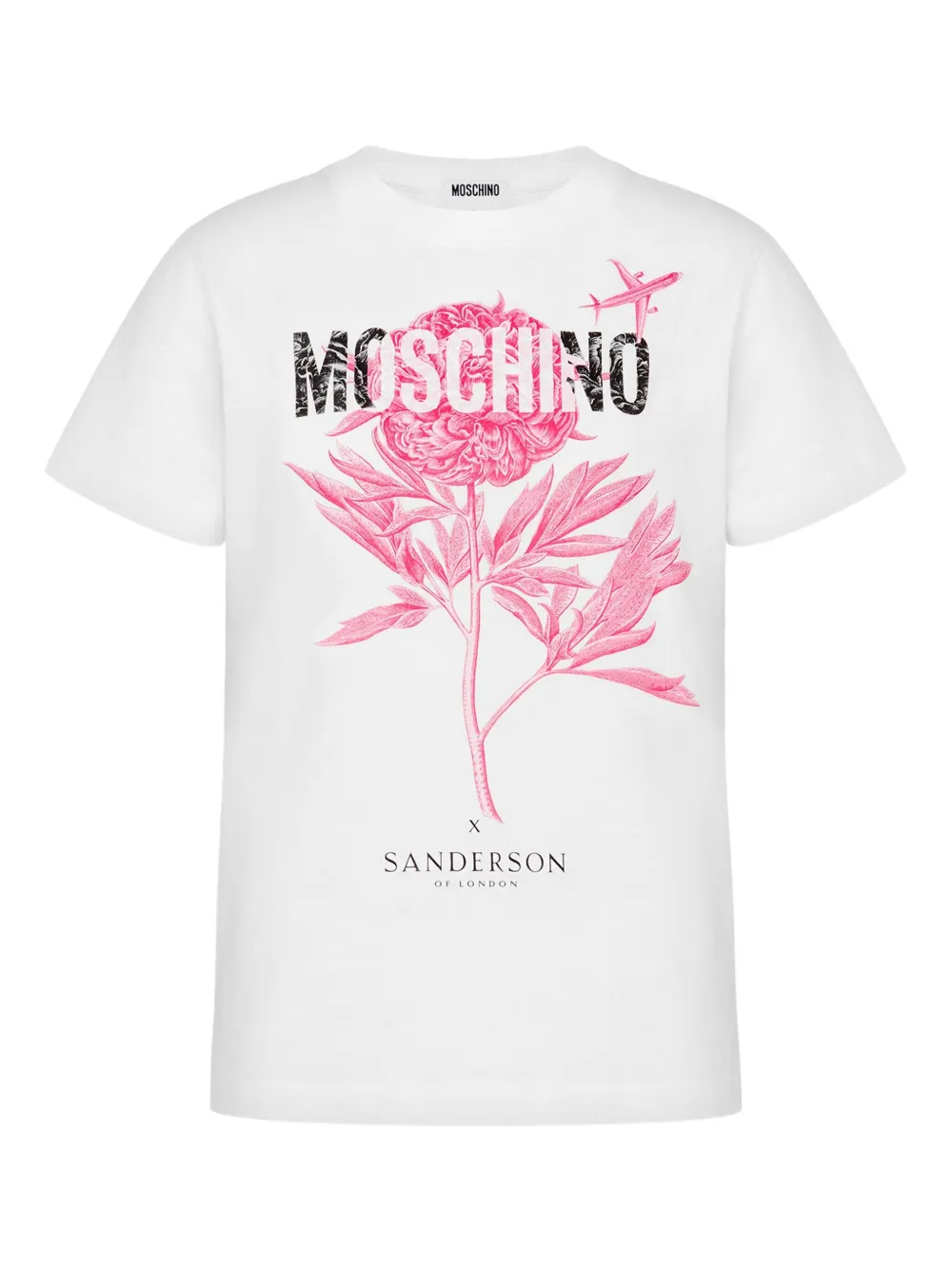 

Футболка с цветочным принтом Moschino, белый