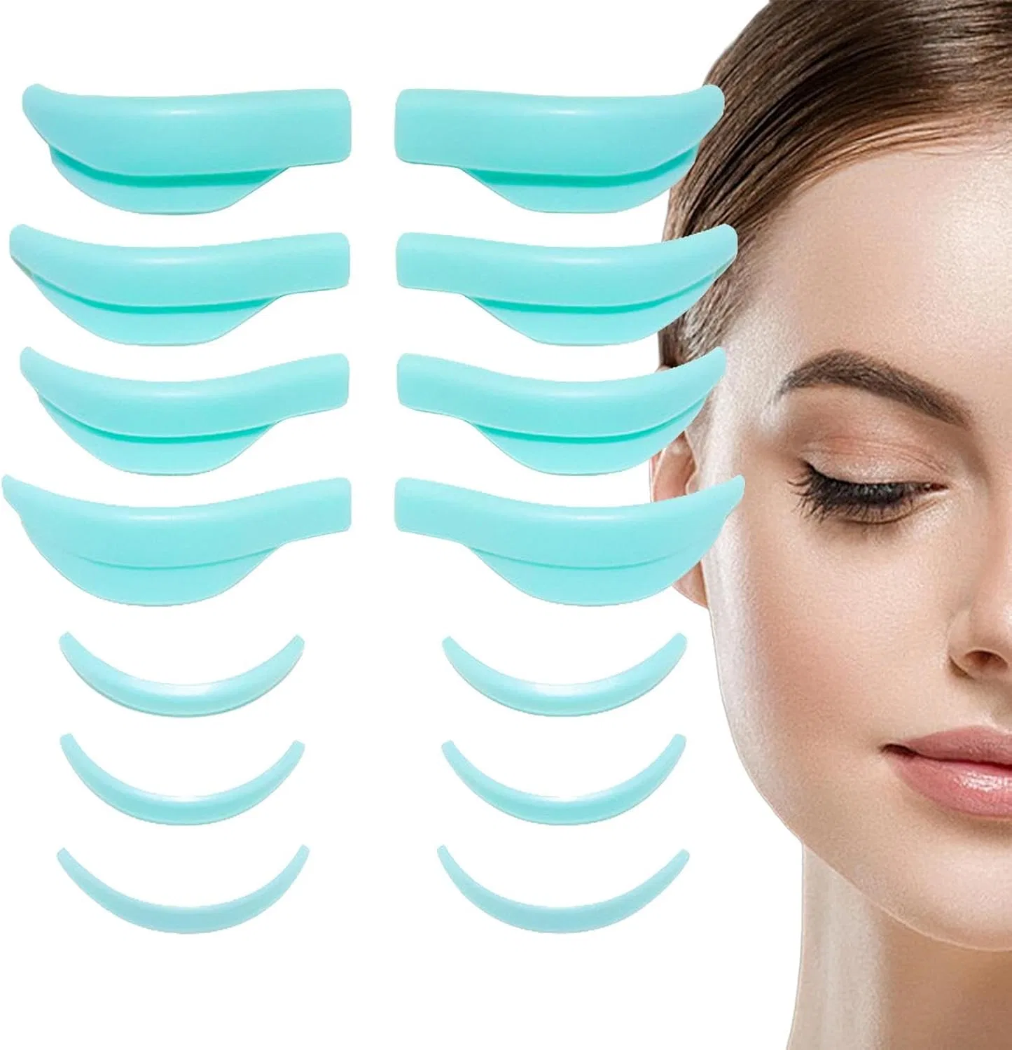 Набор для ламинирования ресниц Silicone Eyelash Curlers Generic, 7 пар, зеленый
