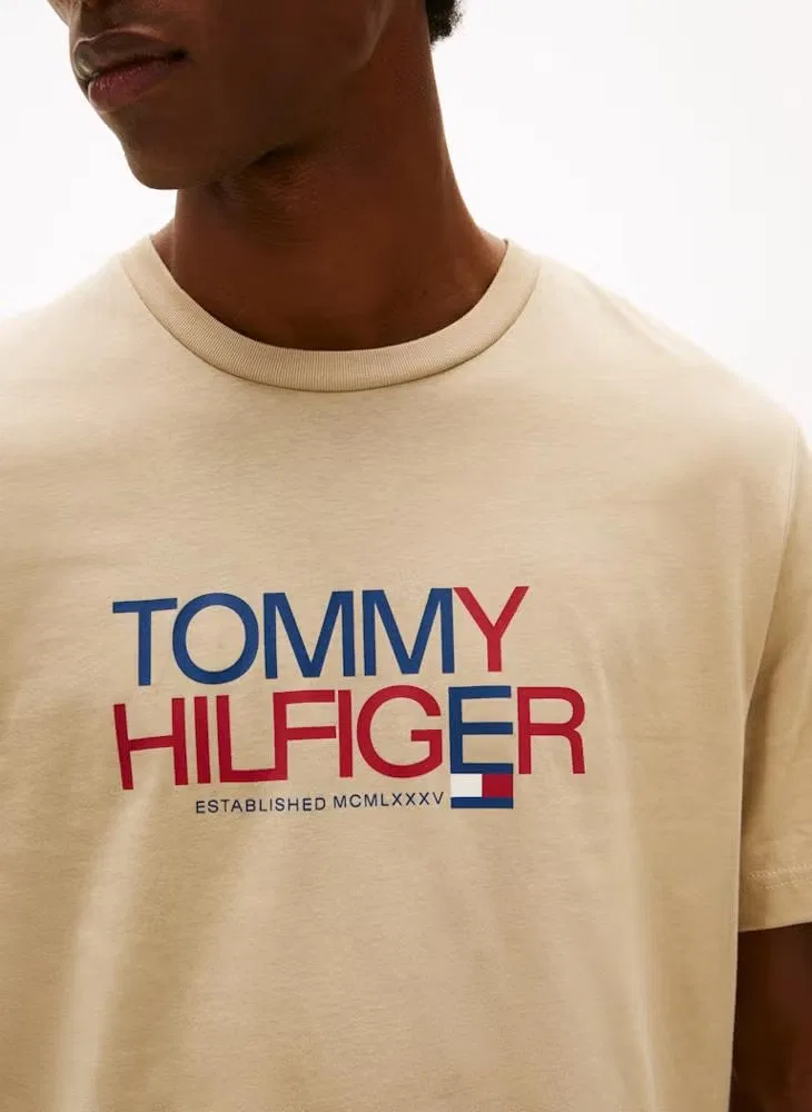 Футболка с принтом-логотипом Tommy Hilfiger, сандаловый — фото 3