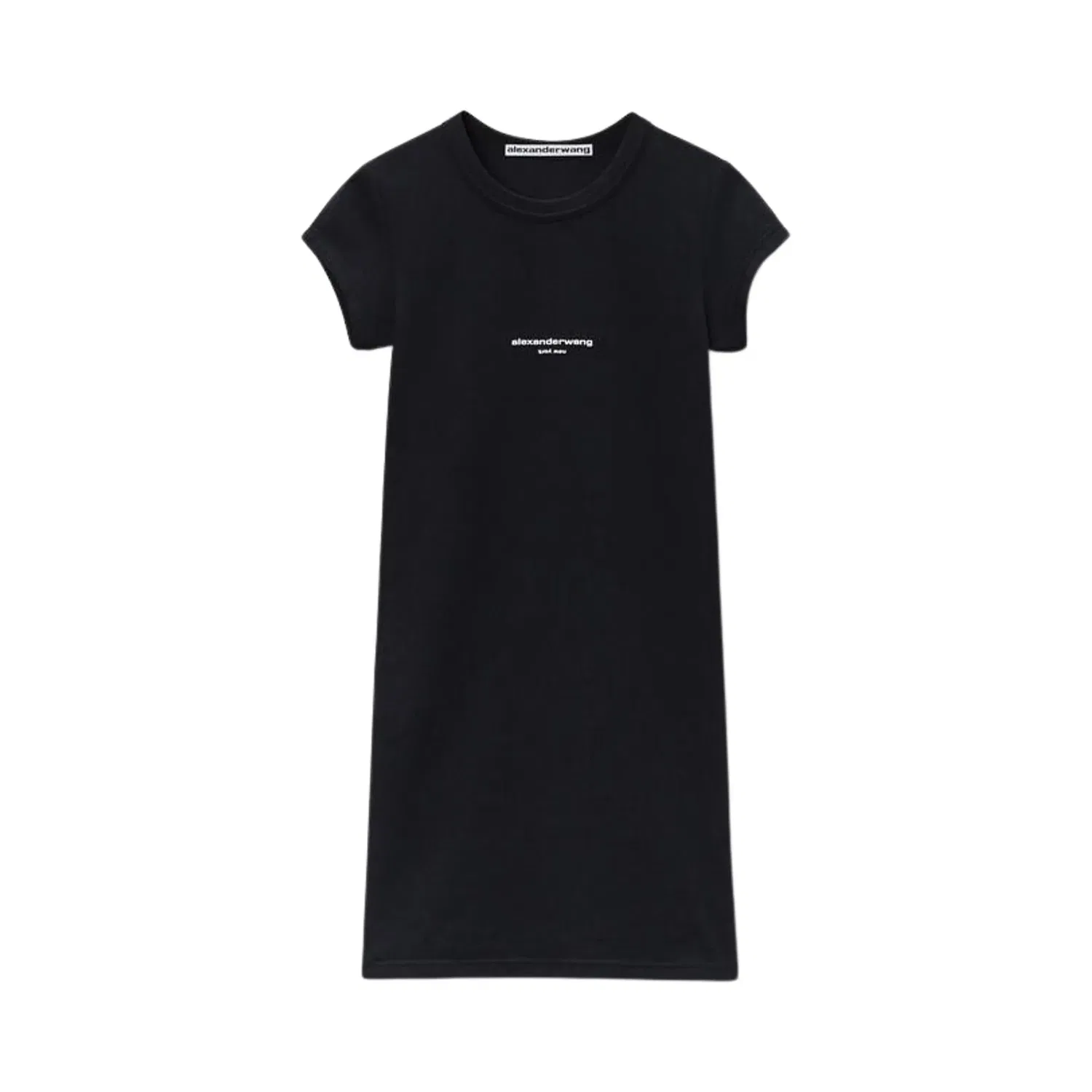 Мини-платье Alexander Wang с короткими рукавами и принтом логотипа, облегающее, черный