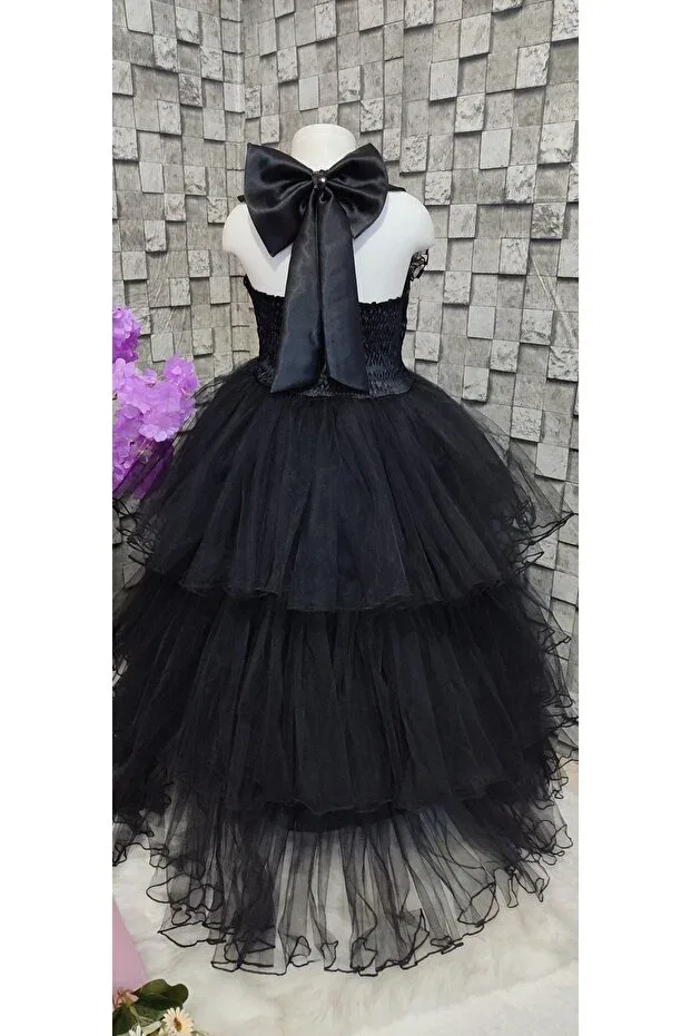 Детское платье для девочек из фатина Boztaş Bebe, Black — фото 3