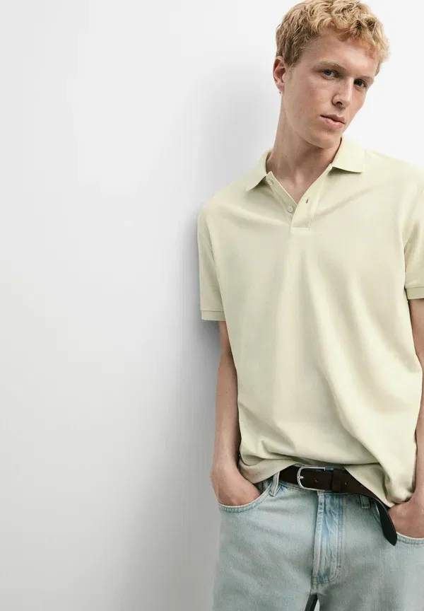 Поло из хлопка Massimo Dutti, Mottled Light Green, светло-зеленый — фото 4
