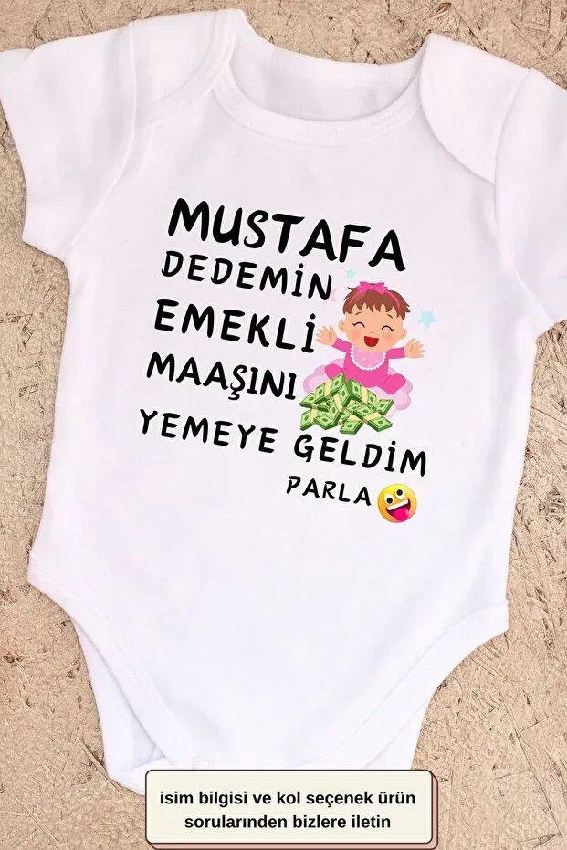 Детское боди для новорожденных с длинным рукавом I came to eat my grandfather's retirement pay written personalized baby bodysuit Asilcomkids, White — фото 4
