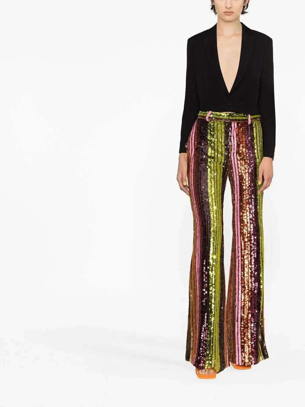 Расклешенные брюки-клеш с полосками и пайетками Dsquared2, оранжевый — фото 2