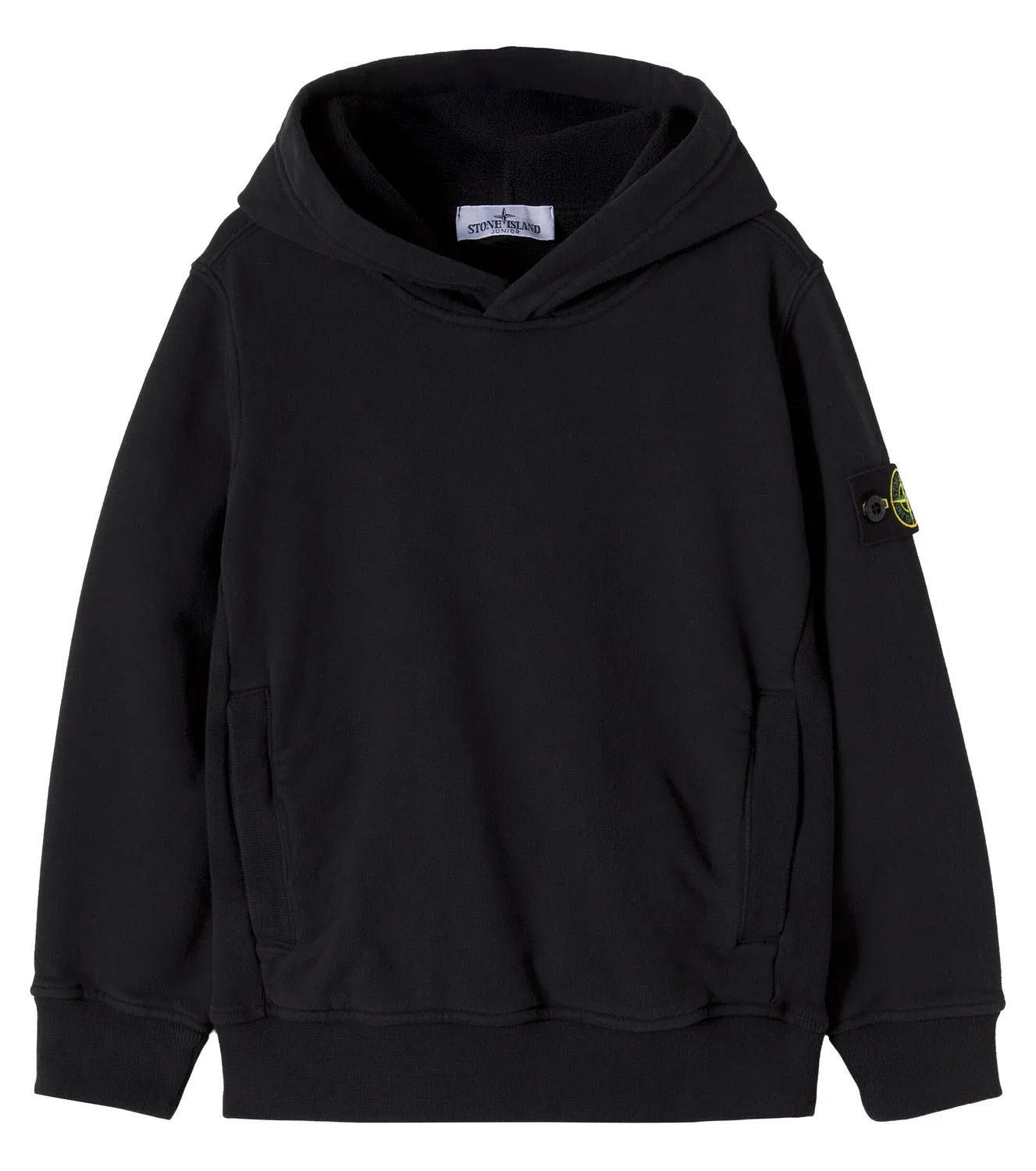 Худи из хлопка с капюшоном Stone Island Junior, черный