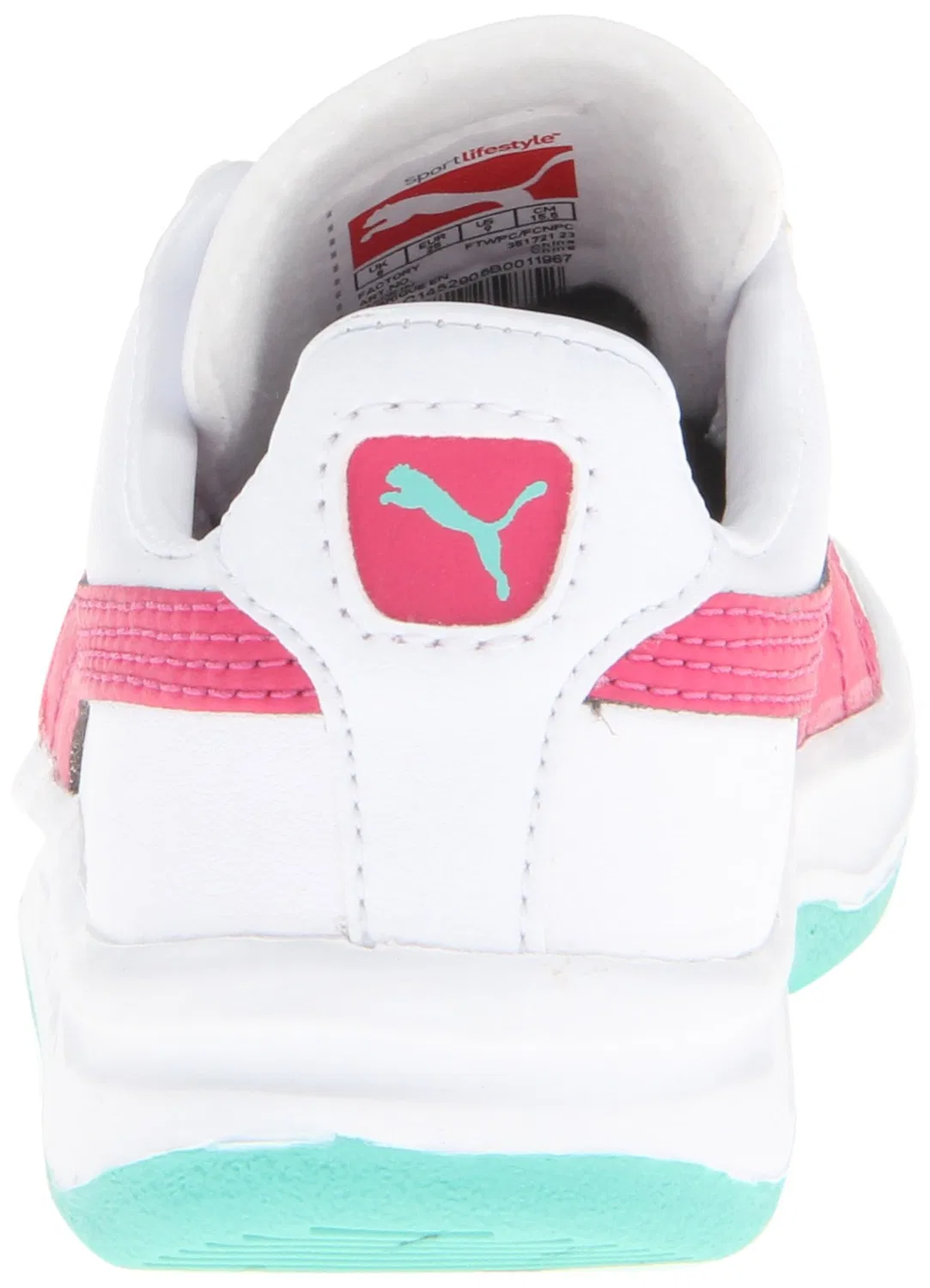 Детские кроссовки для девочек с контрастными цветами PUMA Speciale GV, Bianco Barbabietola Viola Verde Elettrico — фото 3