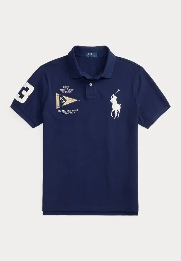 Футболка поло хлопок Custom Slim Fit Big Pony, Polo Ralph Lauren, Newport темно-синий — фото 4