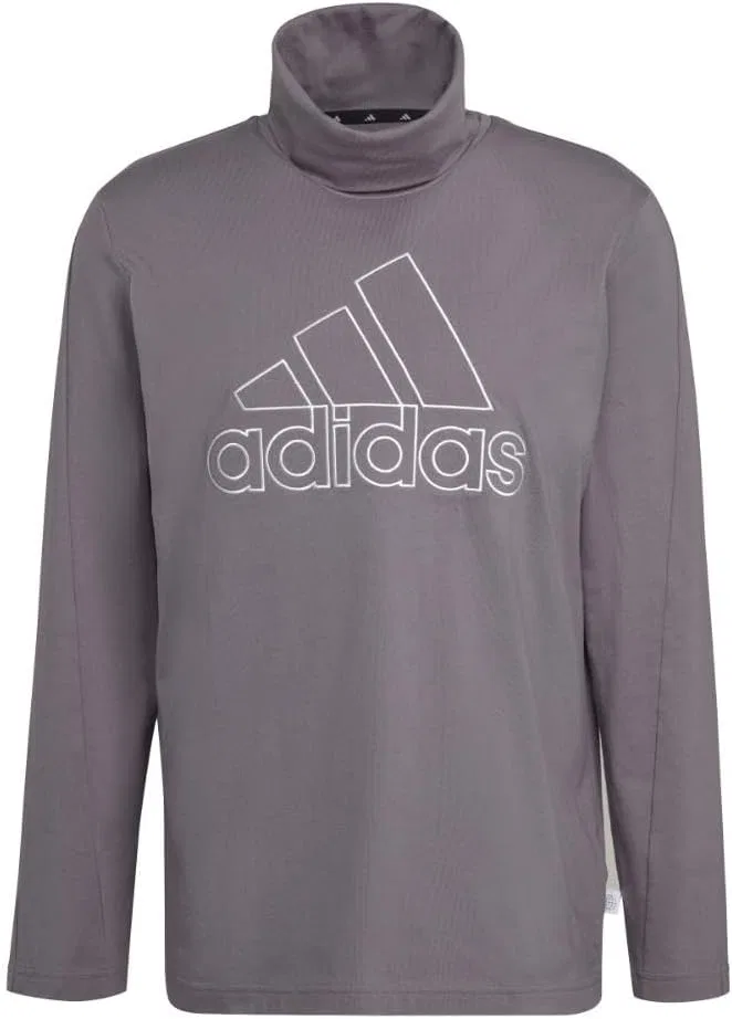 Мужская футболка с лонгсливом с вышитым значком спорта adidas, Trace Grey