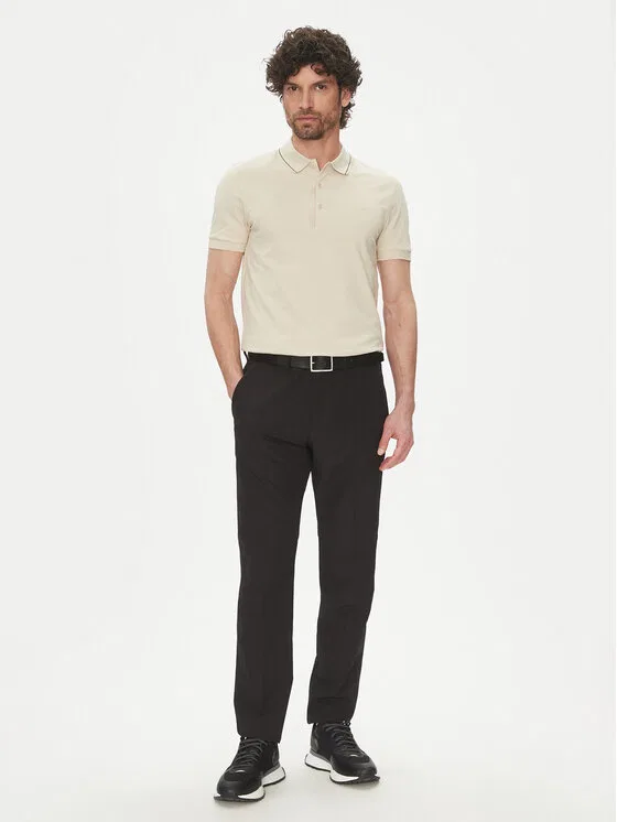 Поло slim fit Paule Boss, бежевый — фото 2