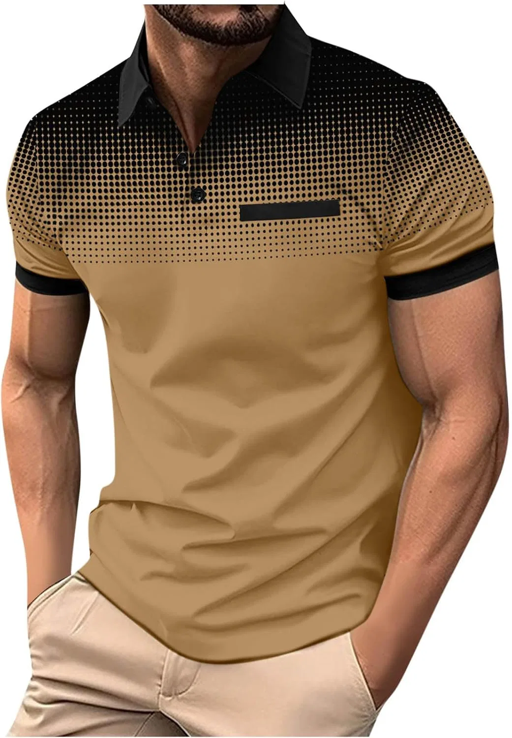 Мужская футболка с цветовым блоком Slim Fit Golf, Coffee