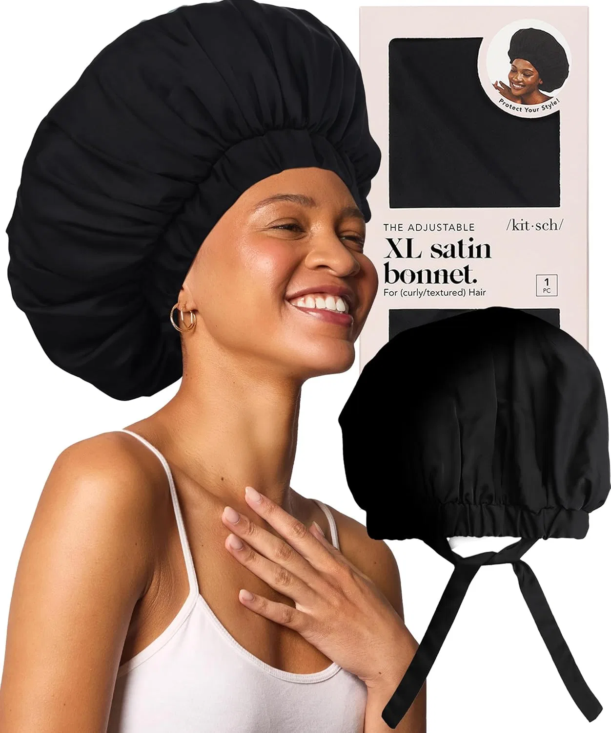 Шапочка для душа XL Satin, Kitsch, Black
