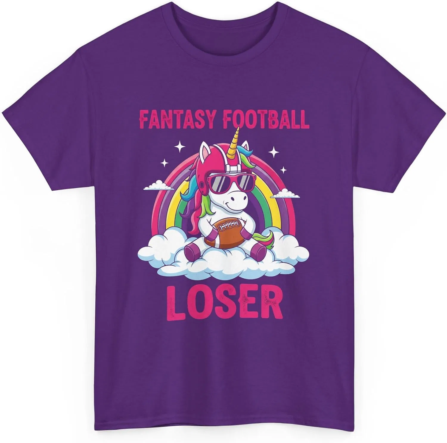 Мужская футболка с принтом Fantasy Football Loser Unicorn, фиолетовый