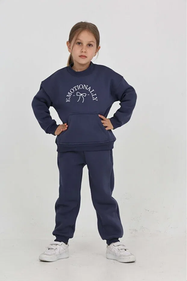 Детский спортивный костюм для девочек с вышивкой Bow Toontoy, Indigo