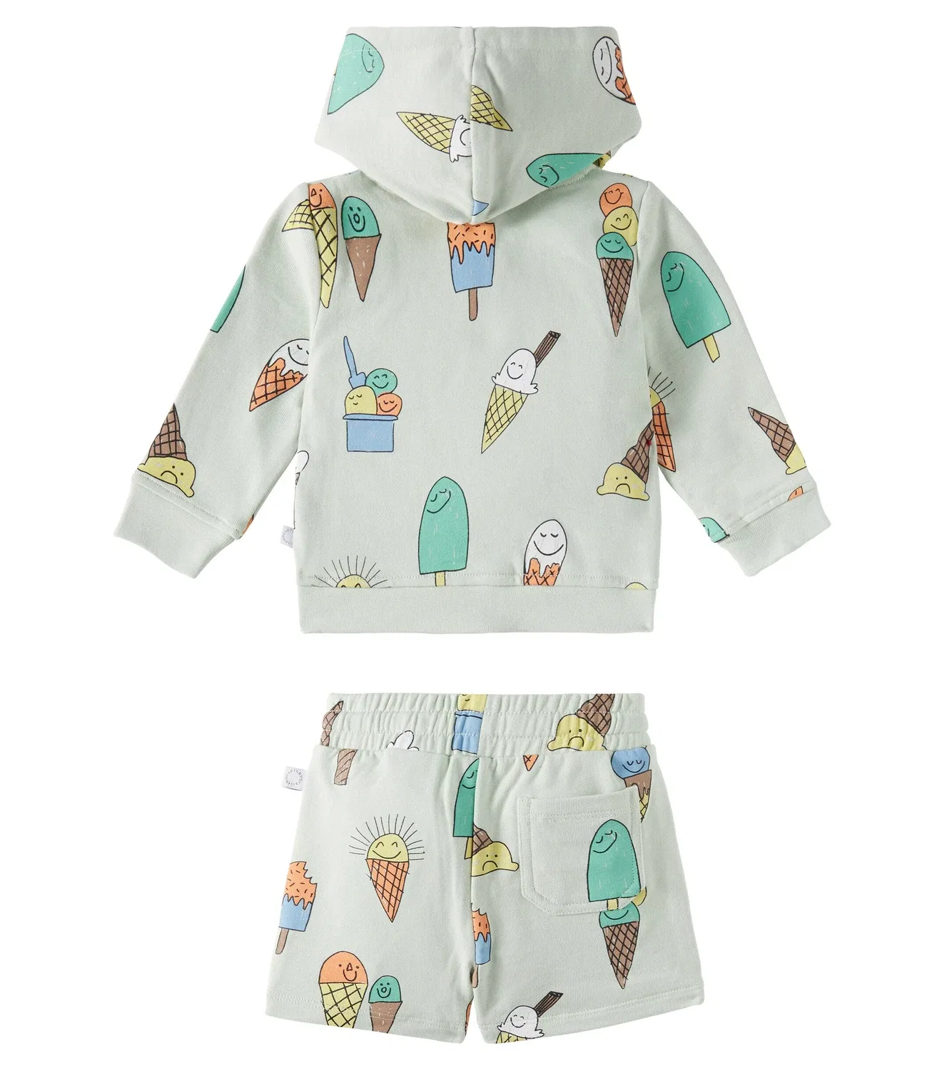 Комплект из флисового свитшота и шорт с принтом для малышей Stella Mccartney Kids, зеленый — фото 4