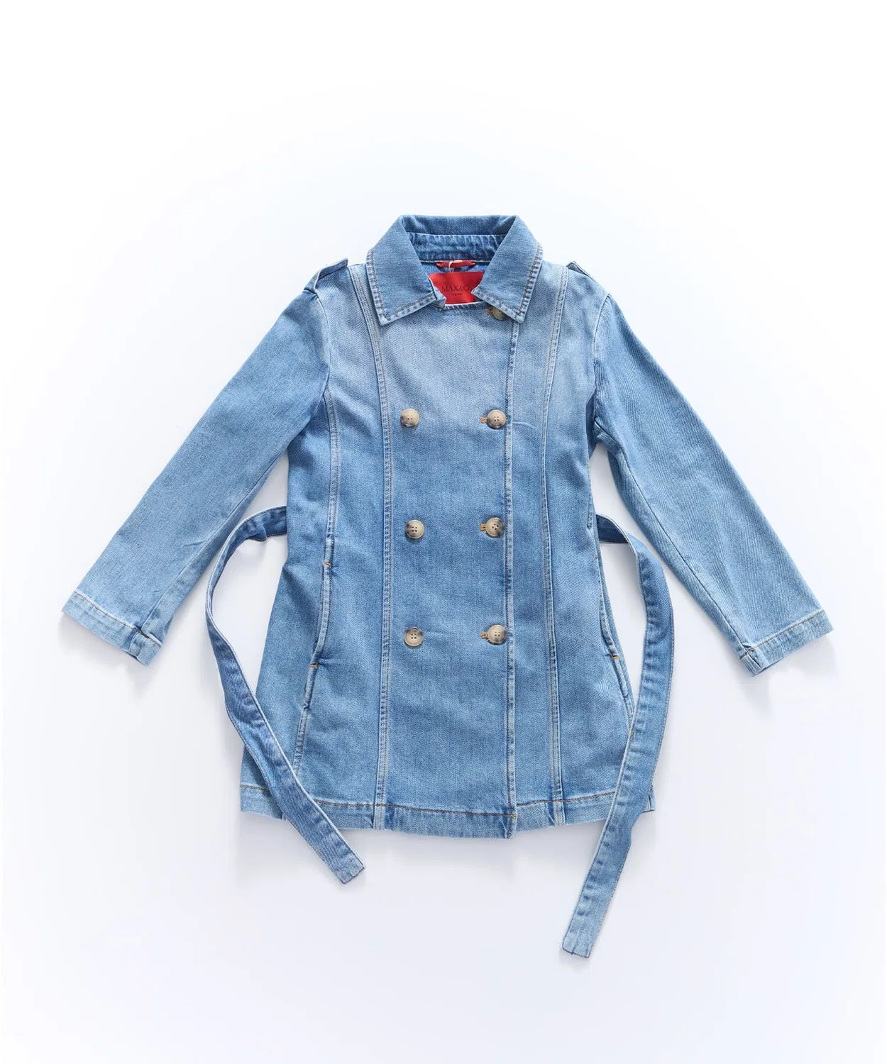 Детский джинсовый тренчкот Max&Co. Indigo Blue — фото 3