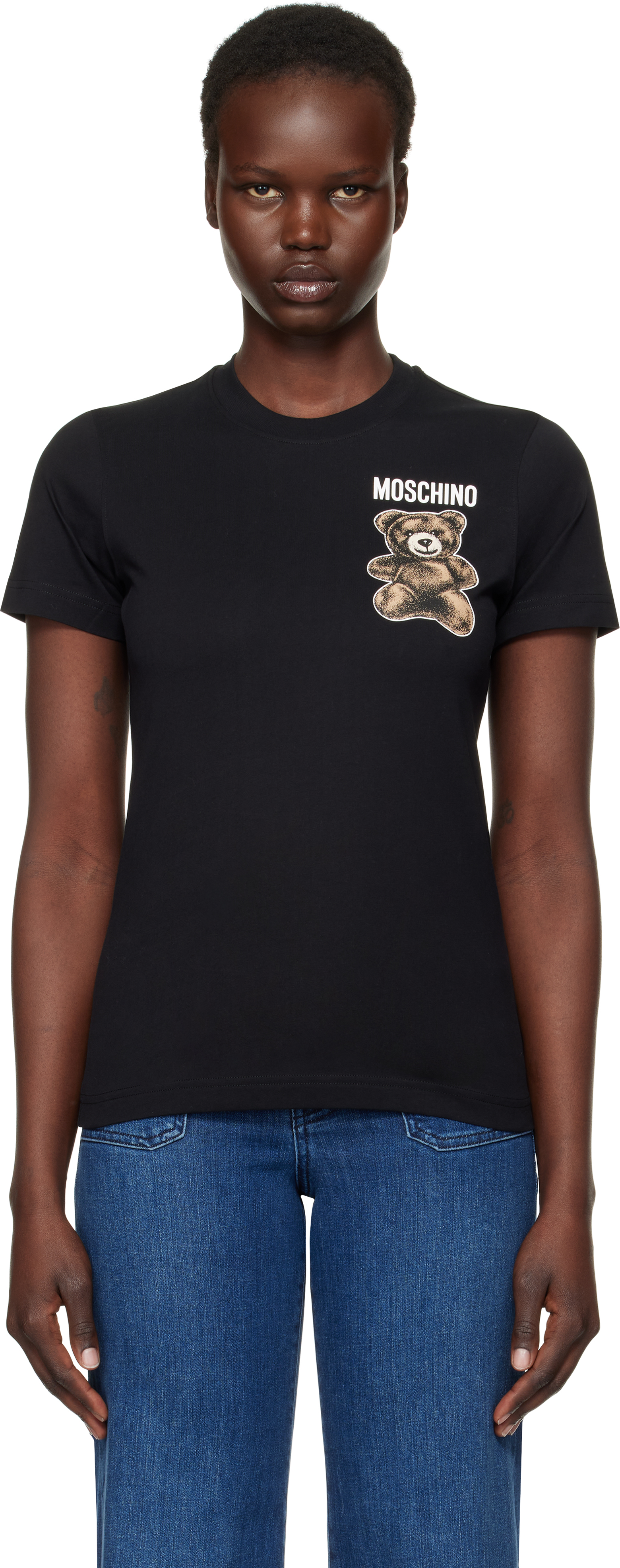 

Черная футболка с плюшевым мишкой Moschino, Multi black