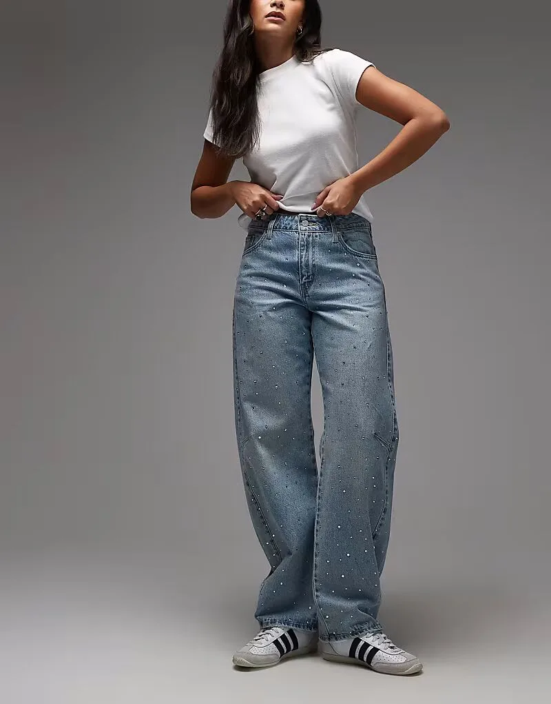 Свободные джинсы Levi's Dad Barrel с декоративной отделкой, средне-синего цвета