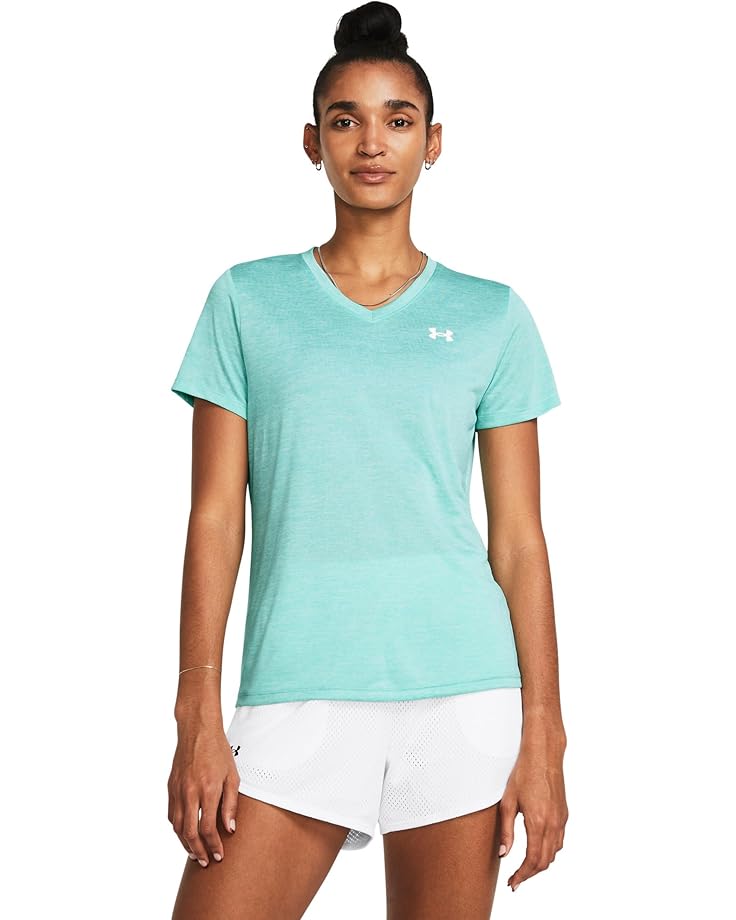 

Футболка Under Armour Tech Short Sleeve V-Neck Twist, цвет Radial Turquoise/White/White