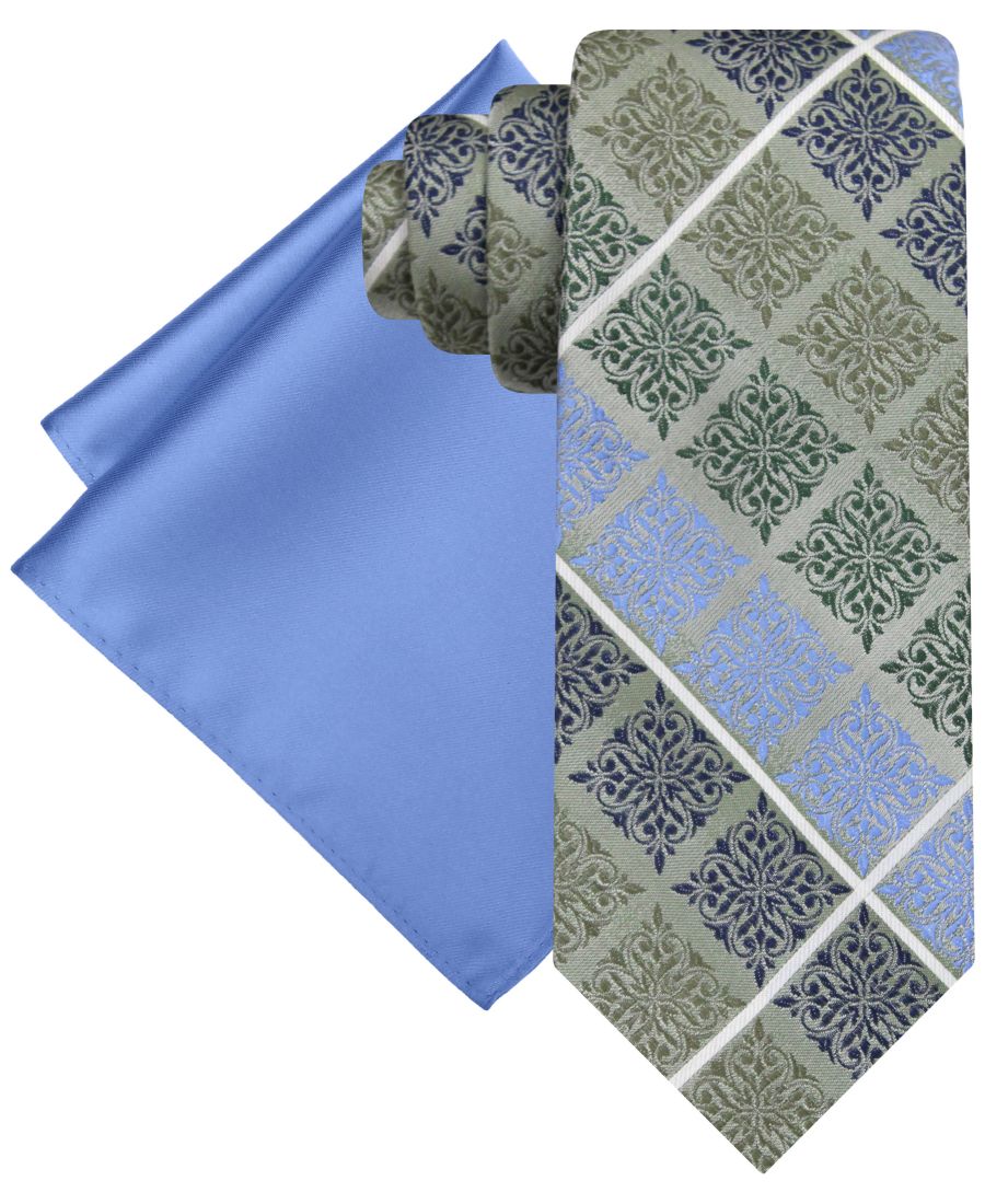 

Мужской галстук с медальоном и однотонный нагрудный платок Steve Harvey, Olive