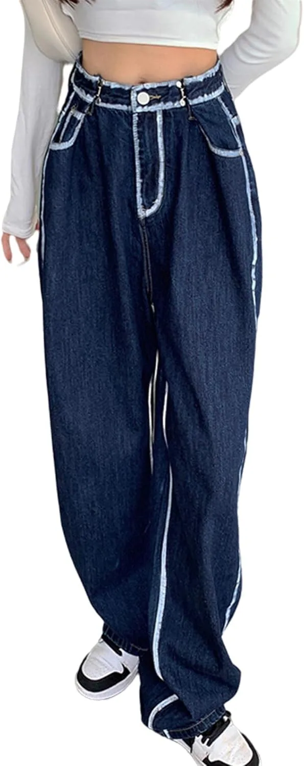 

Женские джинсы с высокой талией и расслабленным кроем в стиле Y2K BERTHYFAI