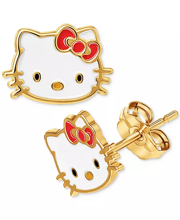

Серьги-Гвоздики Hello Kitty с эмалью из 10-каратного золота Macy'S, gold