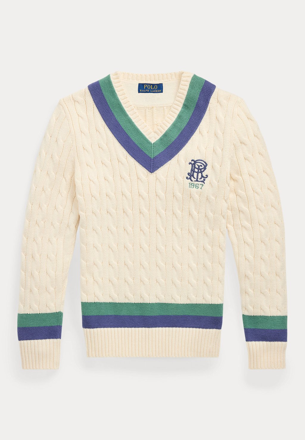 

Свитер EMBROIDERED COTTON CRICKET JUMPER Polo Ralph Lauren, цвет Cream/Classic Blue/Green