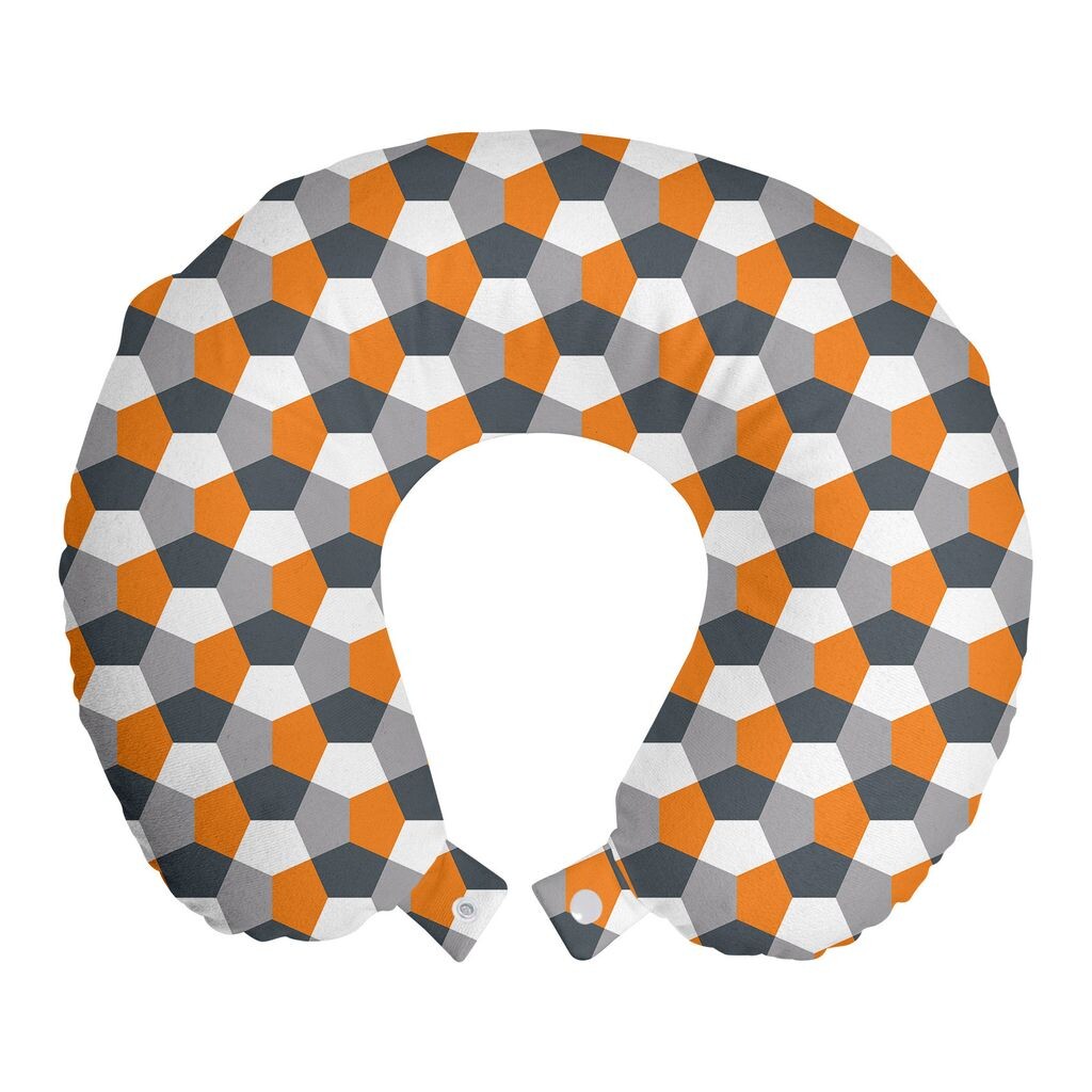 

ABAKUHAUS Абстрактная дорожная подушка для шеи, современная шестиугольная плитка, пенопластовые дорожные принадлежности для самолетов и автомобилей, 30x30 см, угольно-серый оранжевый