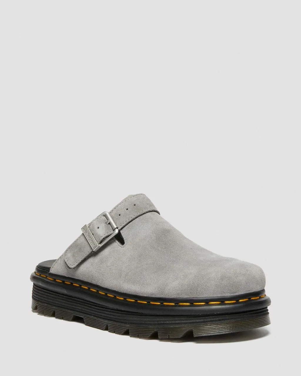 

Замшевые мюли на платформе с ремешком на пятке Dr. Martens Zebzag, цвет Grey — E.H.Suede