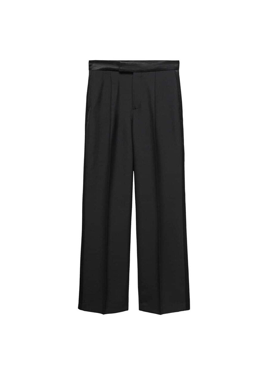 

Брюки со складками спереди MANGO Wide leg Pleat-Front Pants Party, черный