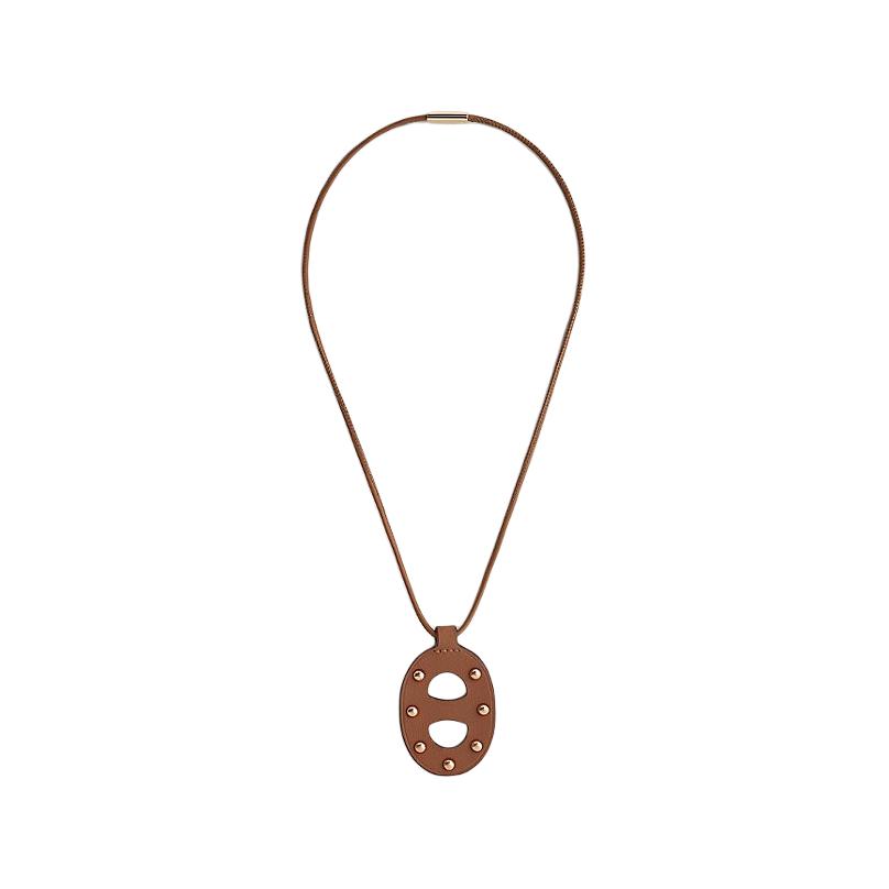 

Hermes Женские кулоны из телячьей кожи, коричнево-бело-черные