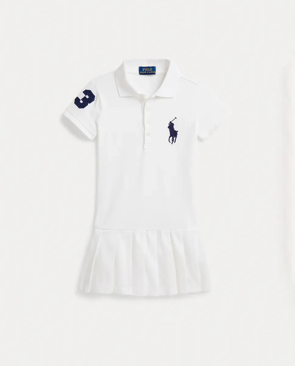 Детское платье из эластичного хлопка с Большим Пони Polo Ralph Lauren, белый