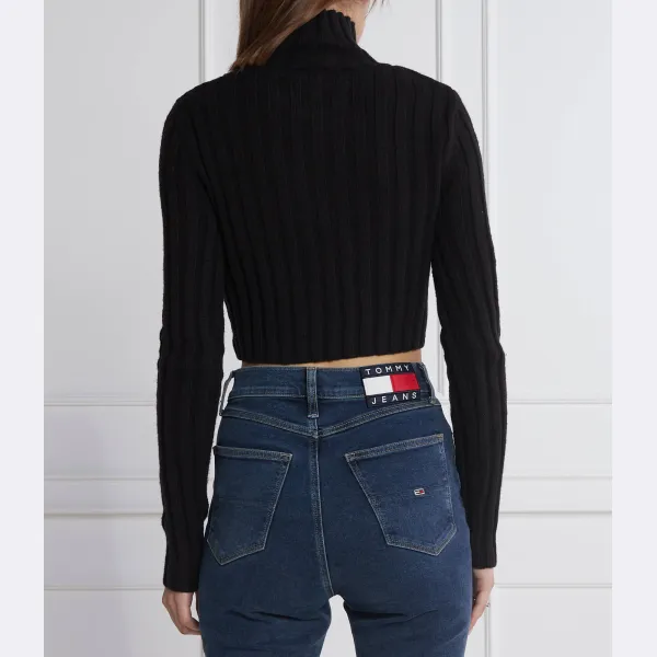 Облегающая водолазка с запахом с добавлением шерсти Calvin Klein, черный — фото 3